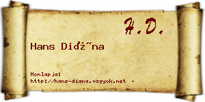 Hans Diána névjegykártya